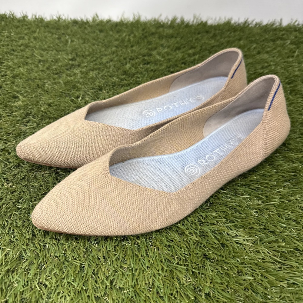 Rothys Limited Edition Merino Wool The Point Flats Camel Tan Nude Size 9 Shoes